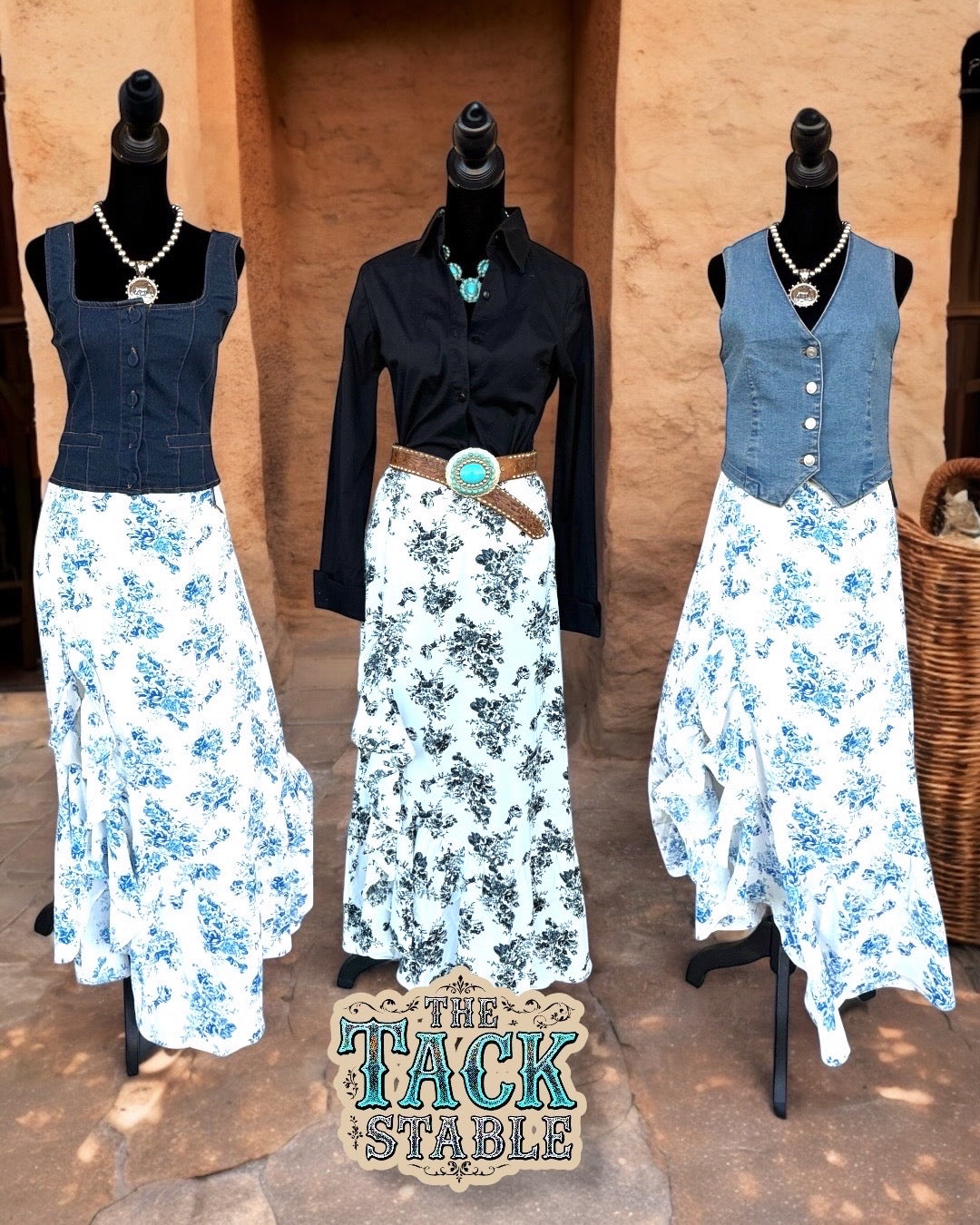 Floral high low skirt