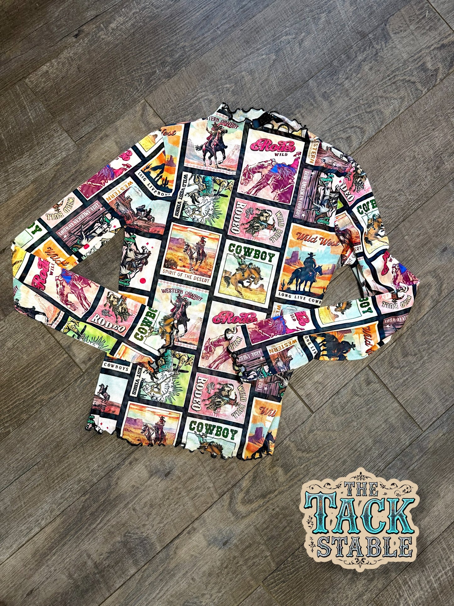 "Long Live Cowboys" Mesh Top pastel