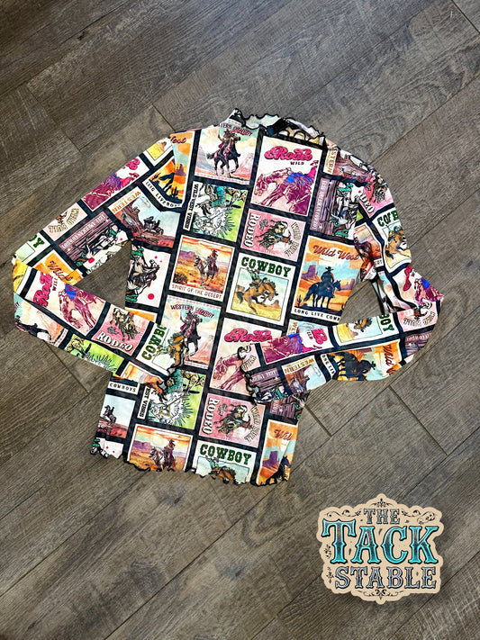 "Long Live Cowboys" Mesh Top pastel