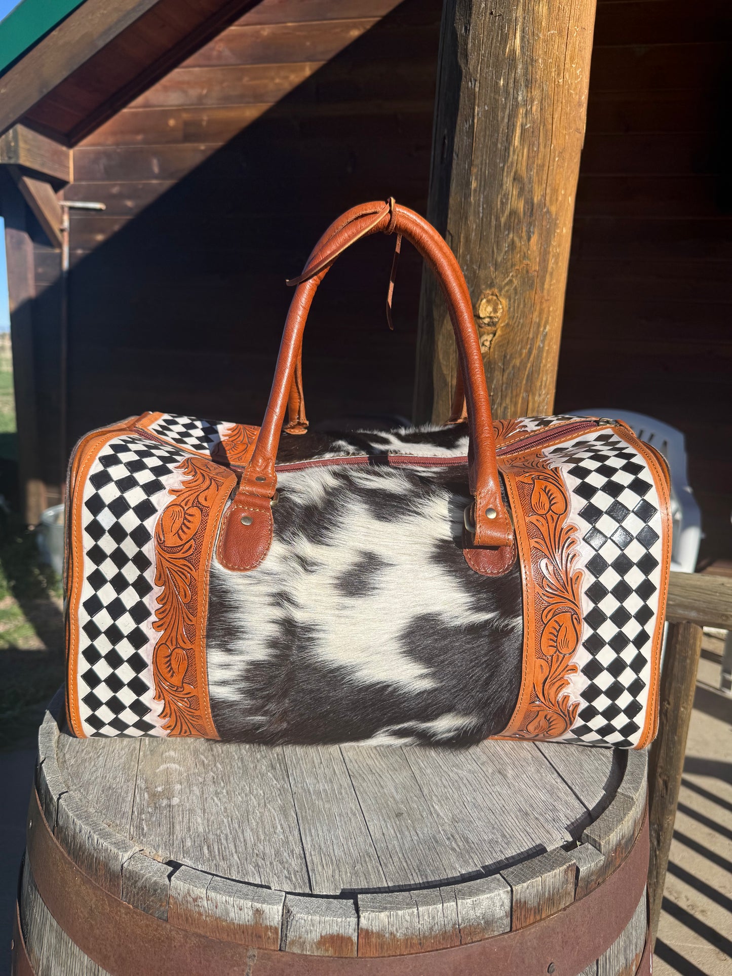 Checkered Moo Duffel